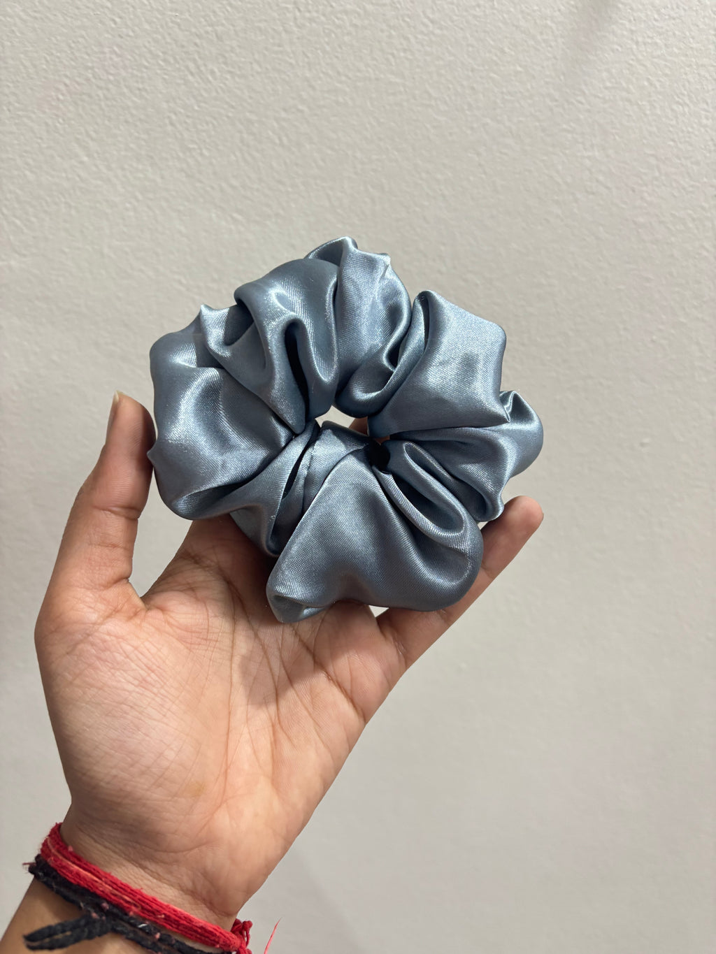 Misty Blue Satin Scrunchie