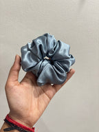 Misty Blue Satin Scrunchie