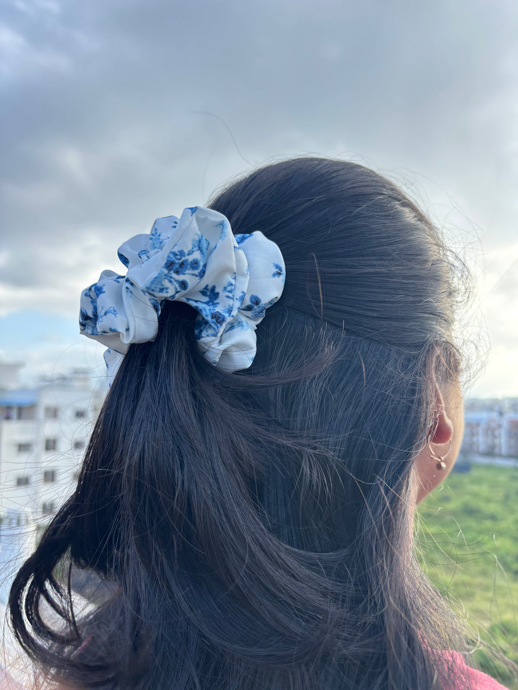 Blue Blossom Scrunchie