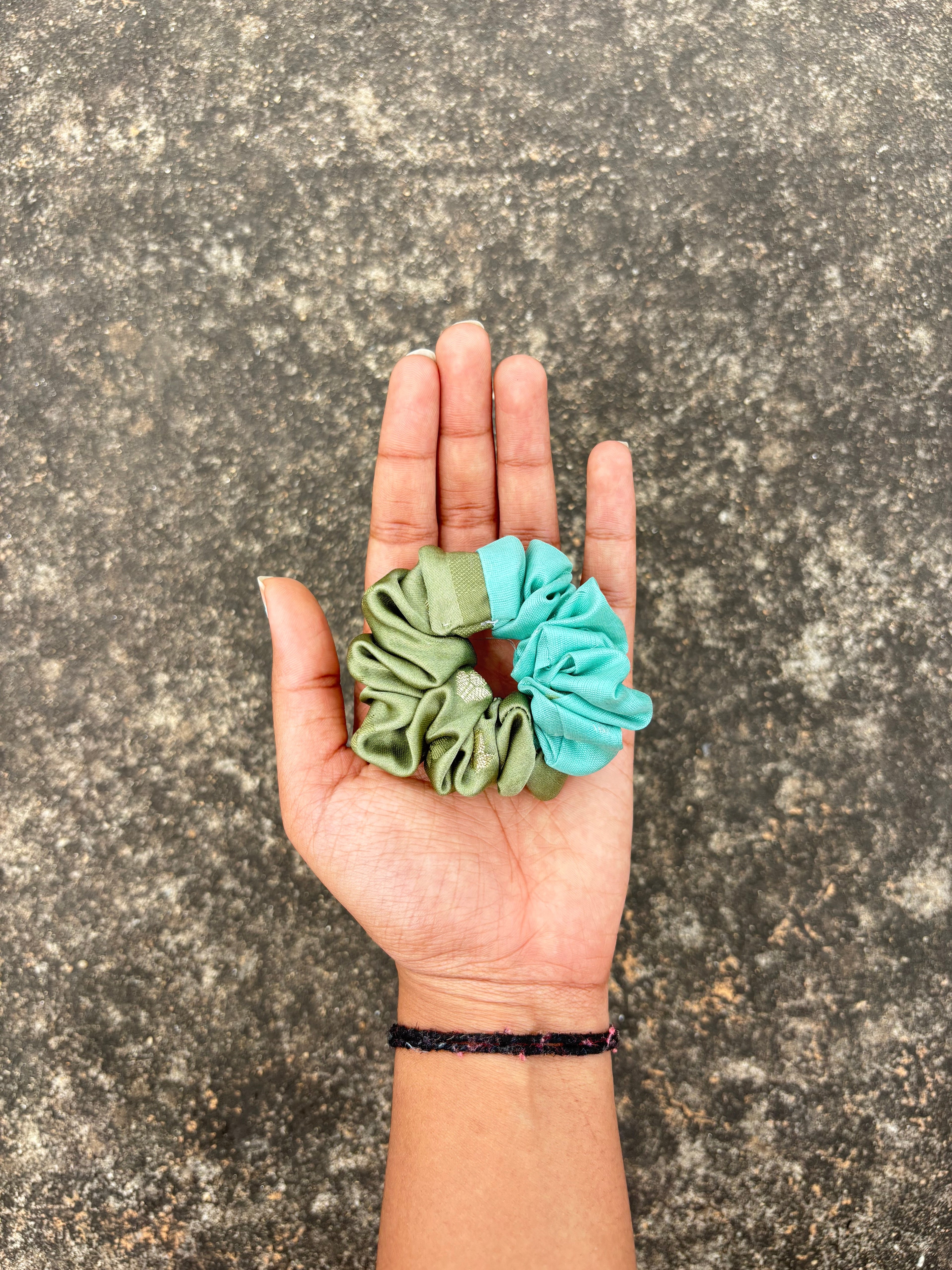 Multicolor Green Scrunchie