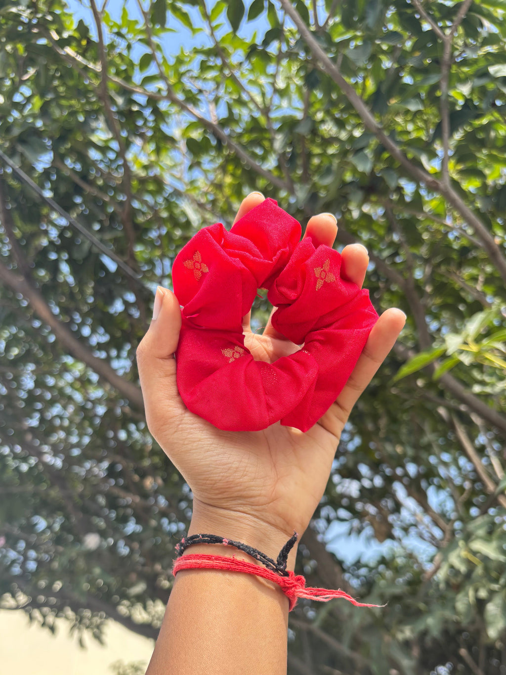 Crimson Silk Shine Scrunchie ✨