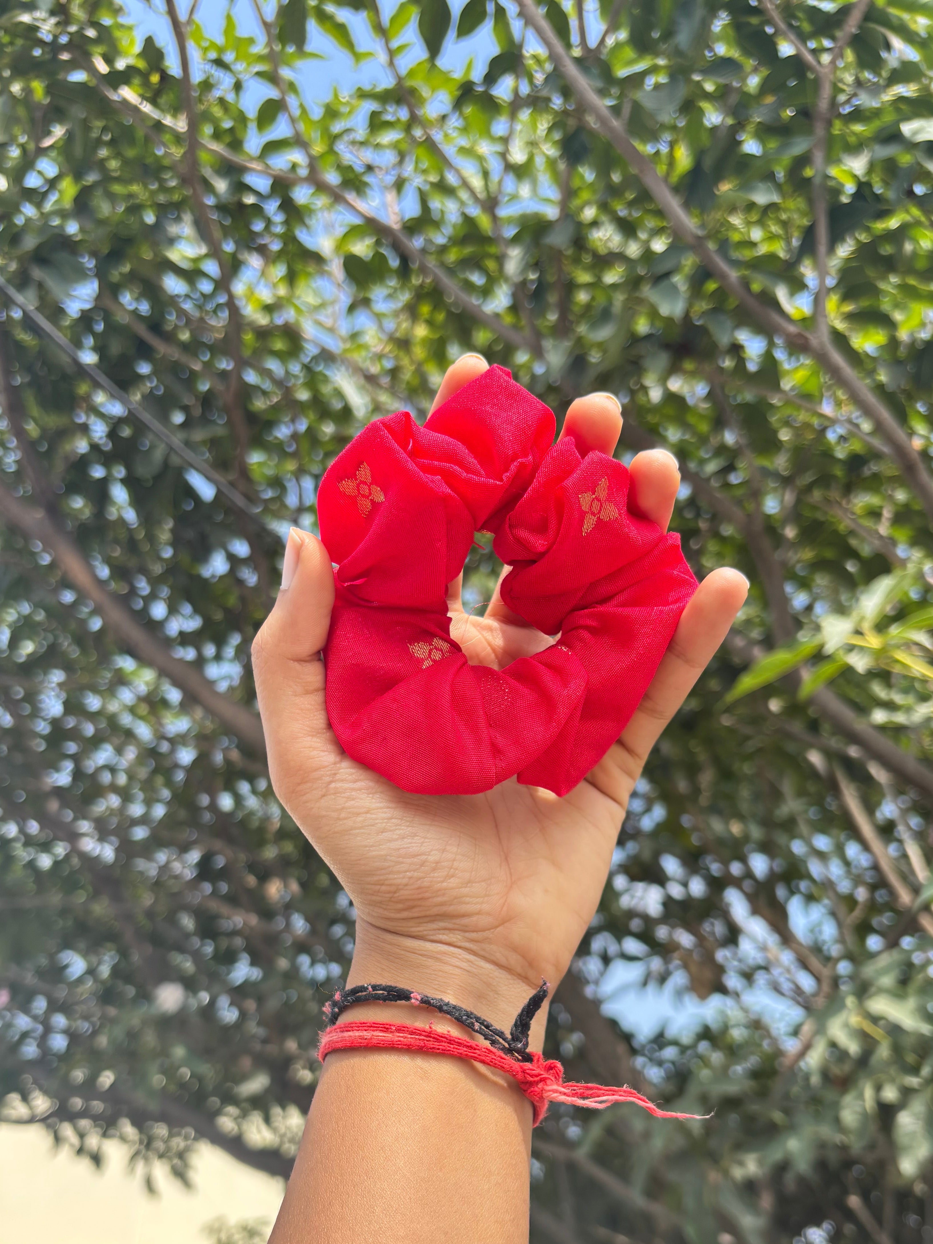 Crimson Silk Shine Scrunchie ✨