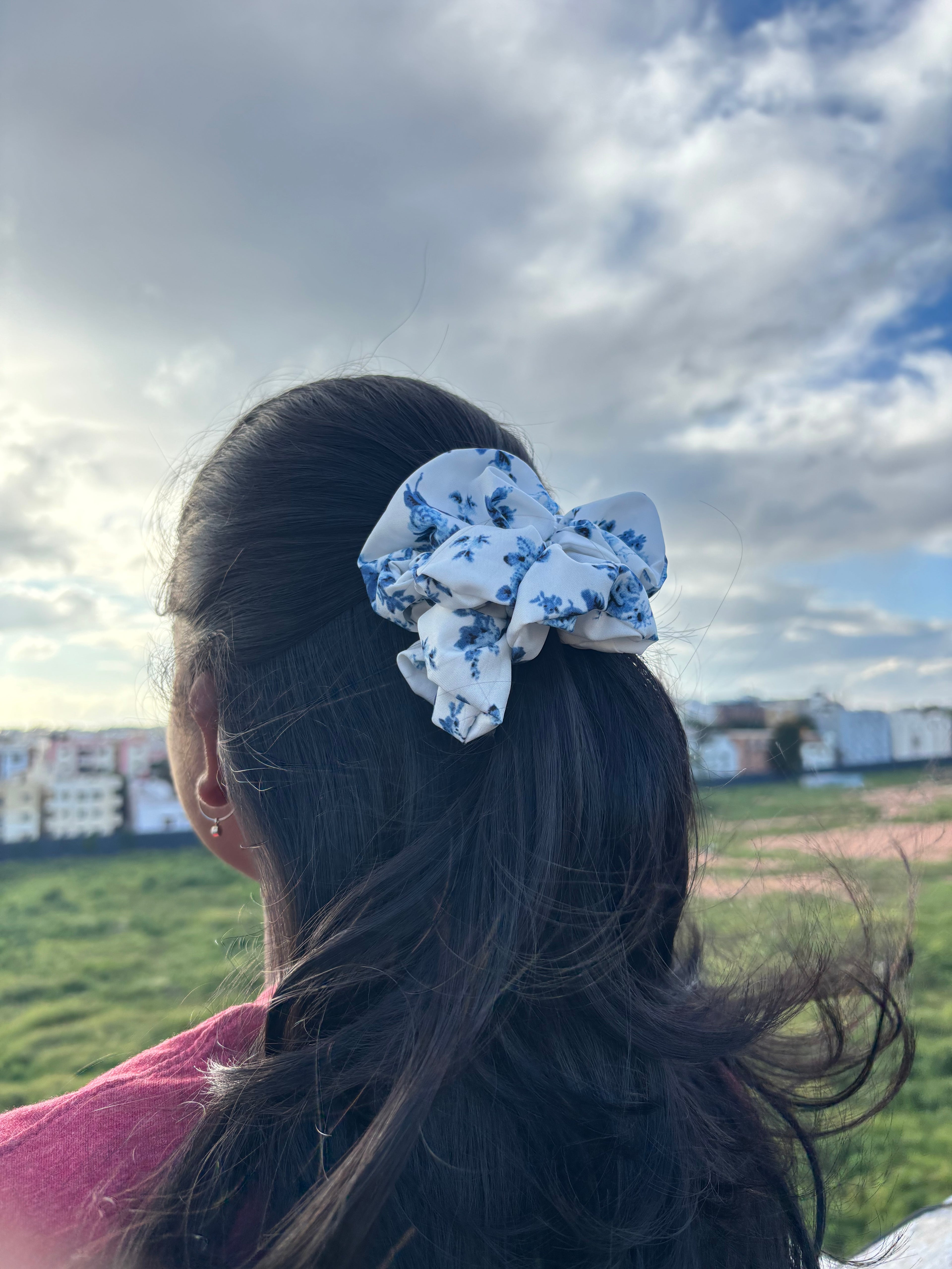 Blue Blossom Scrunchie