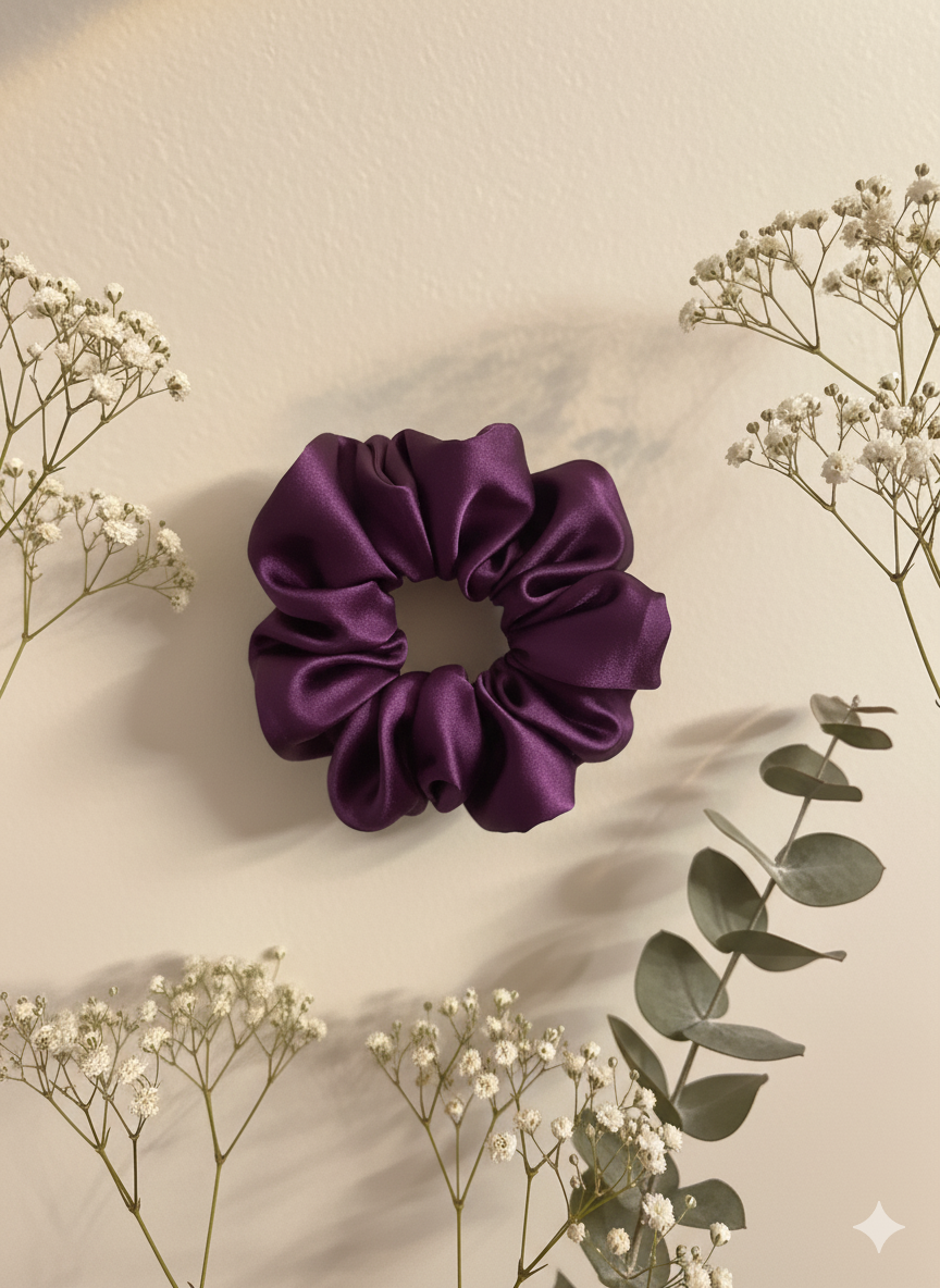 Royal Purple Satin Scrunchie