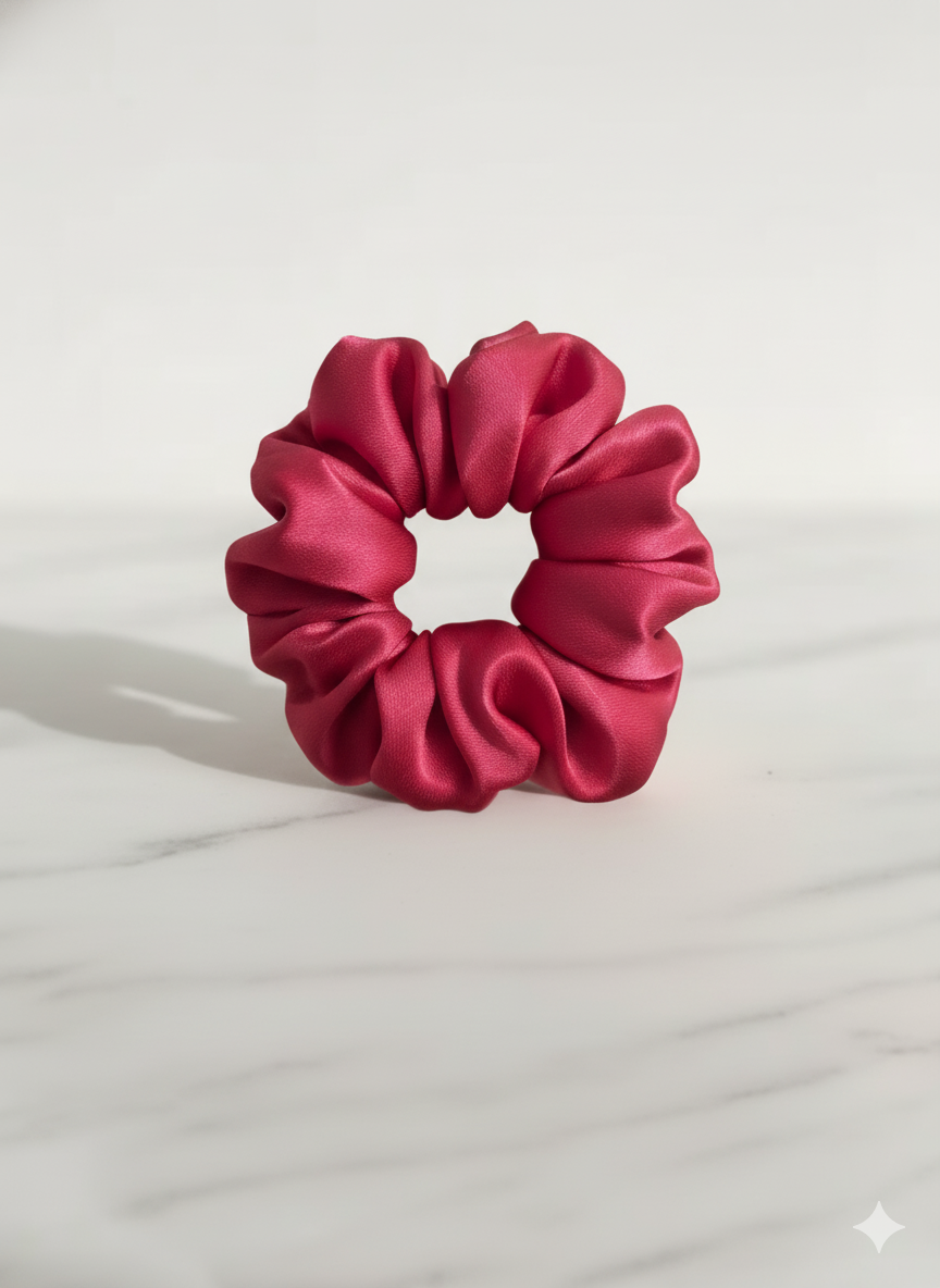 Rose Radiance Satin Scrunchie