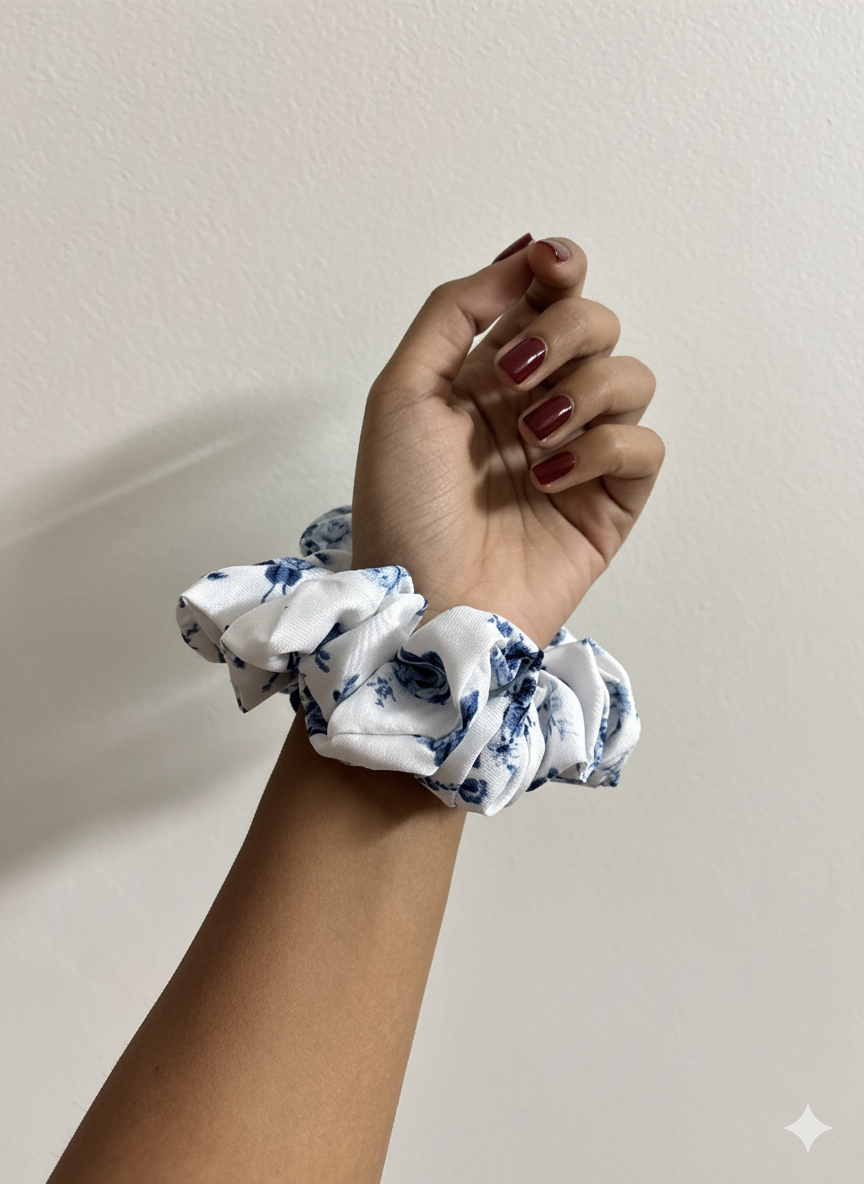 Blue Blossom Scrunchie