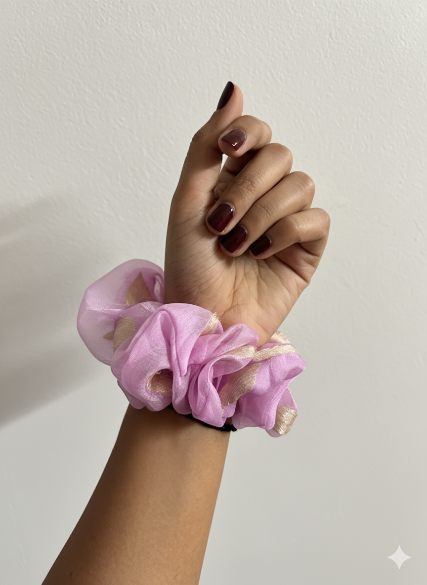 Pink Organza Scrunchie