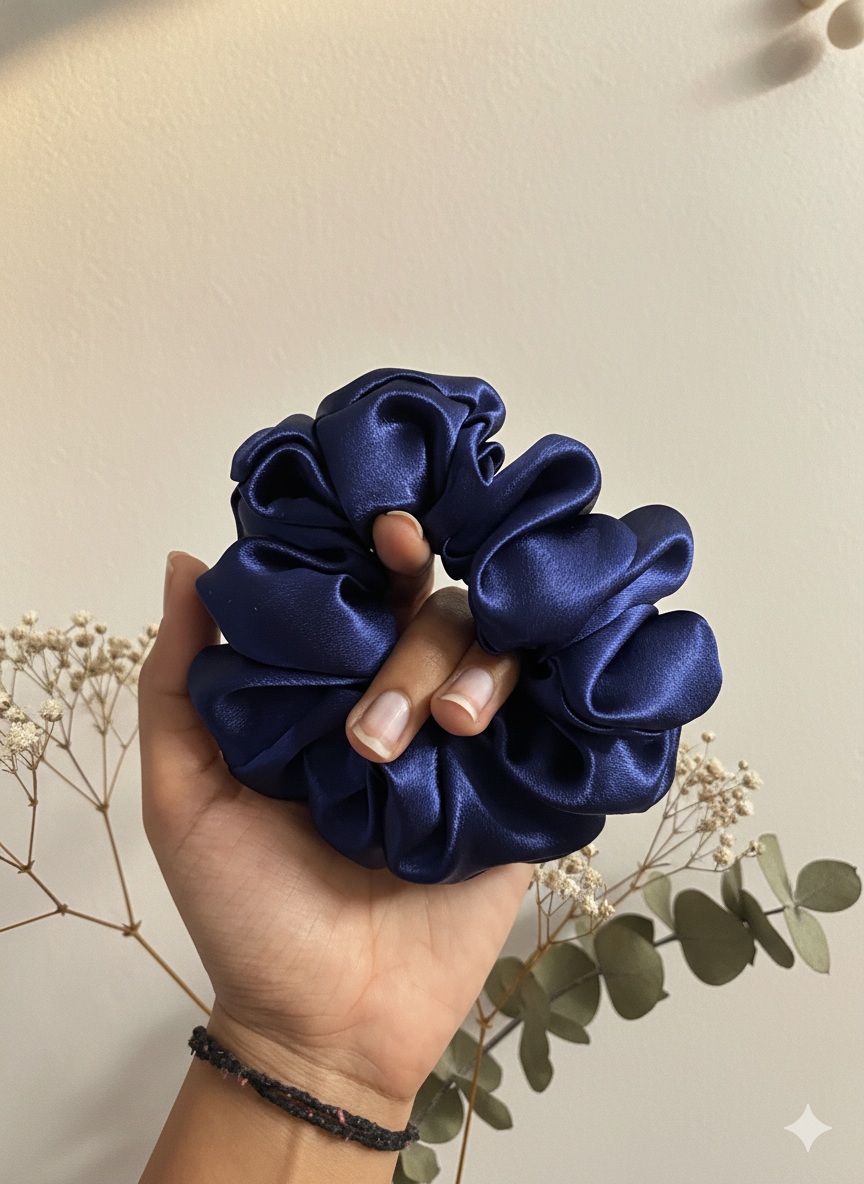 Midnight Satin Scrunchie