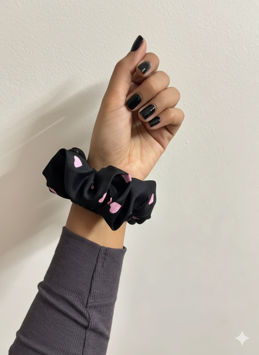 Midnight Hearts Scrunchie