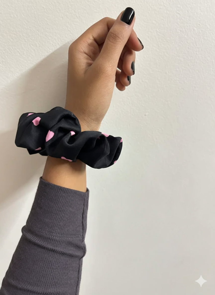 Midnight Hearts Scrunchie