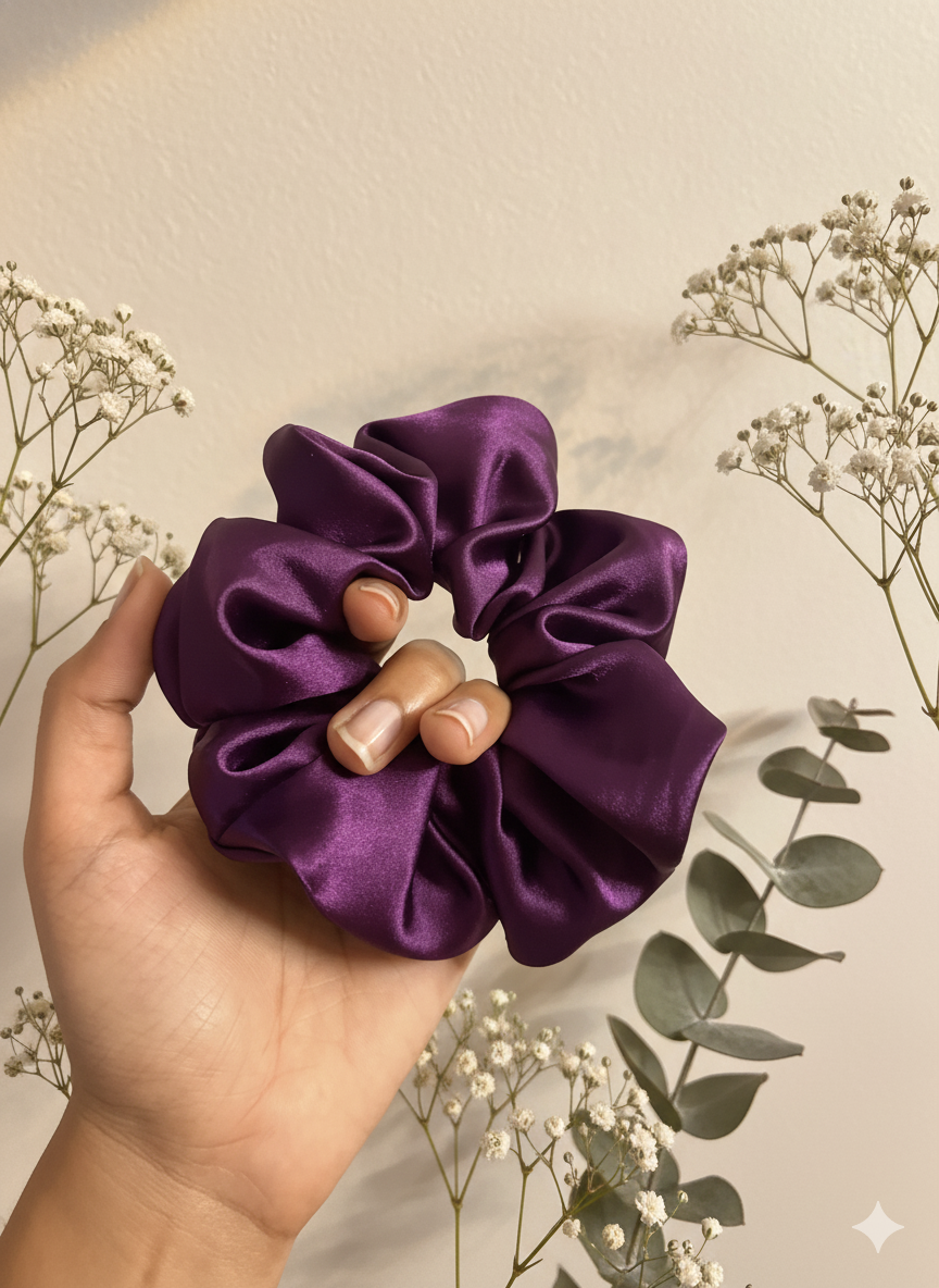 Royal Purple Satin Scrunchie
