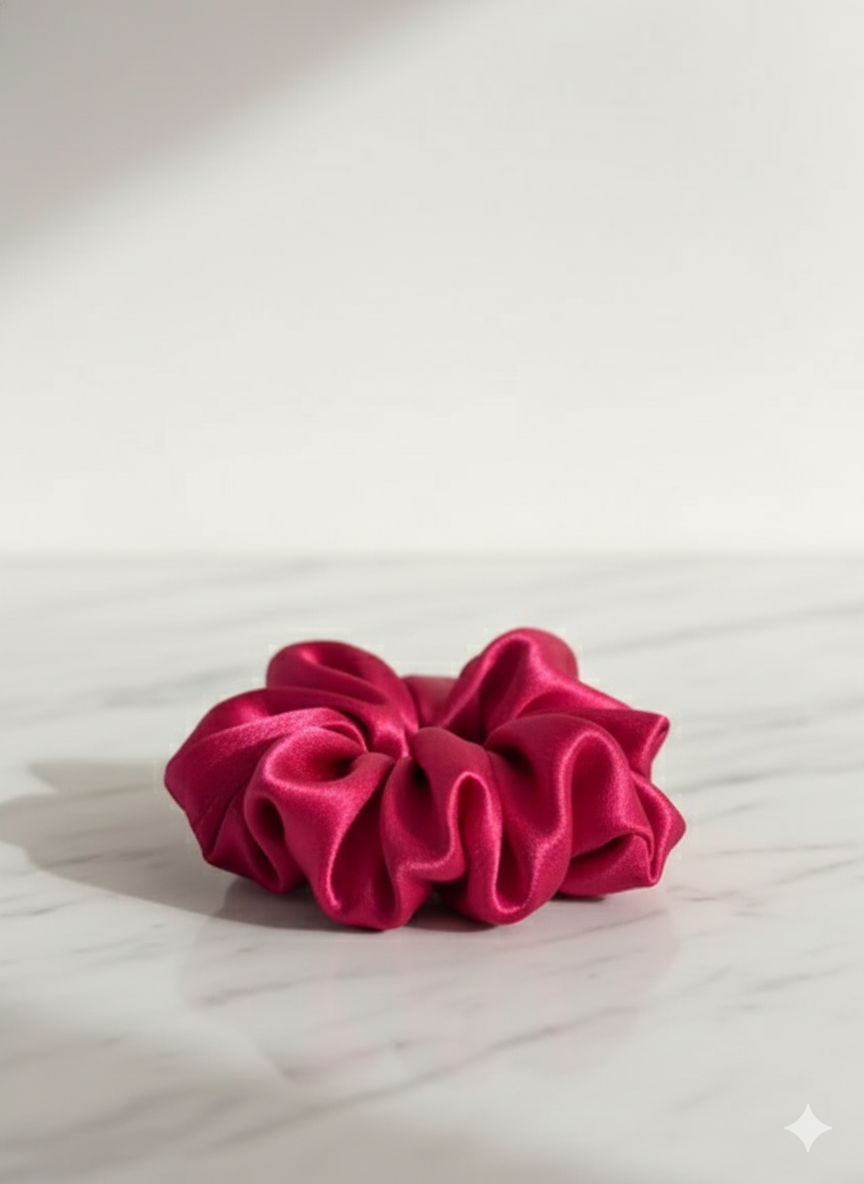 Rose Radiance Satin Scrunchie