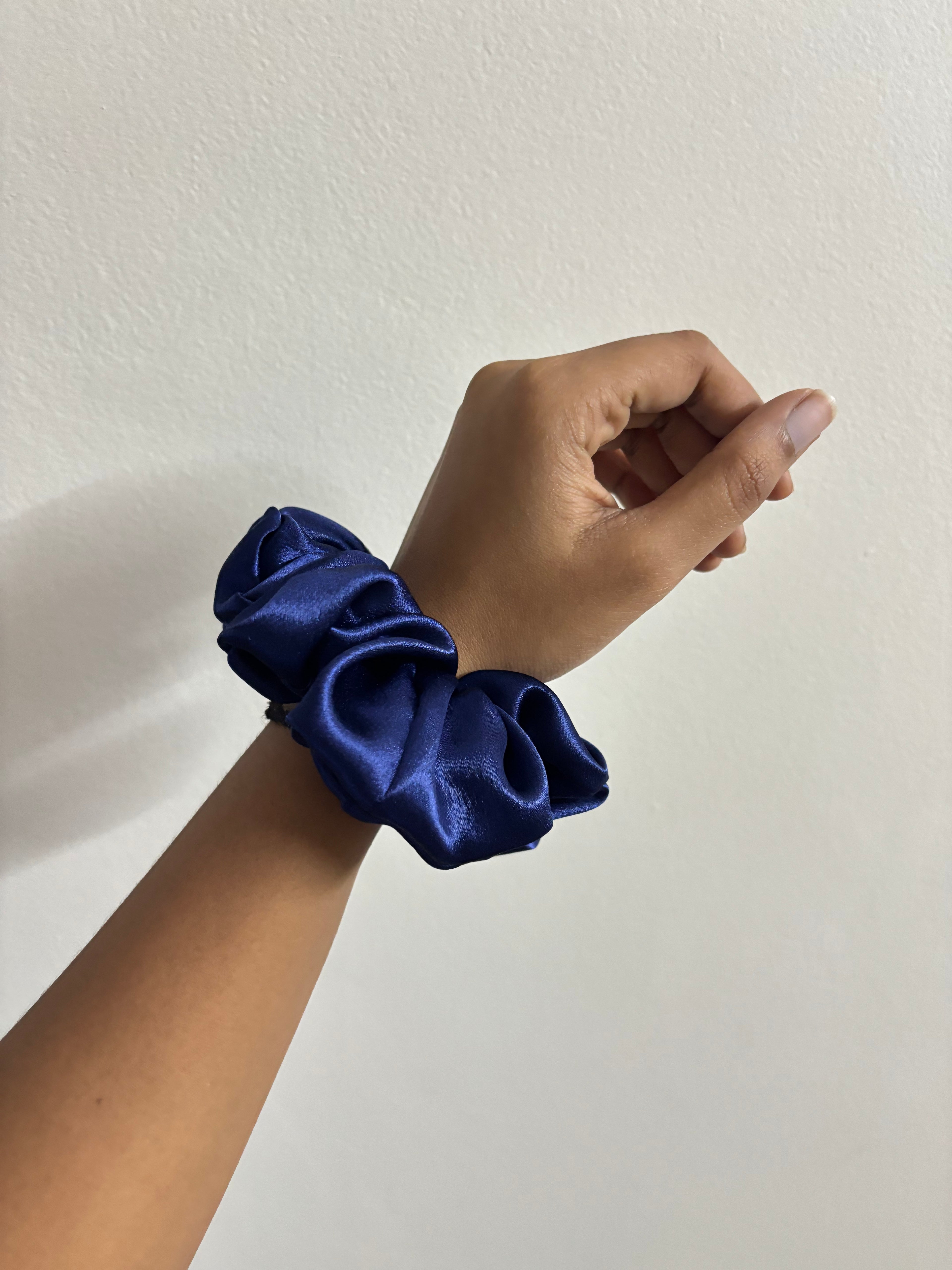 Navy Blue Scrunchie Set of 2 – Printed & Solid Scrunchies for Women