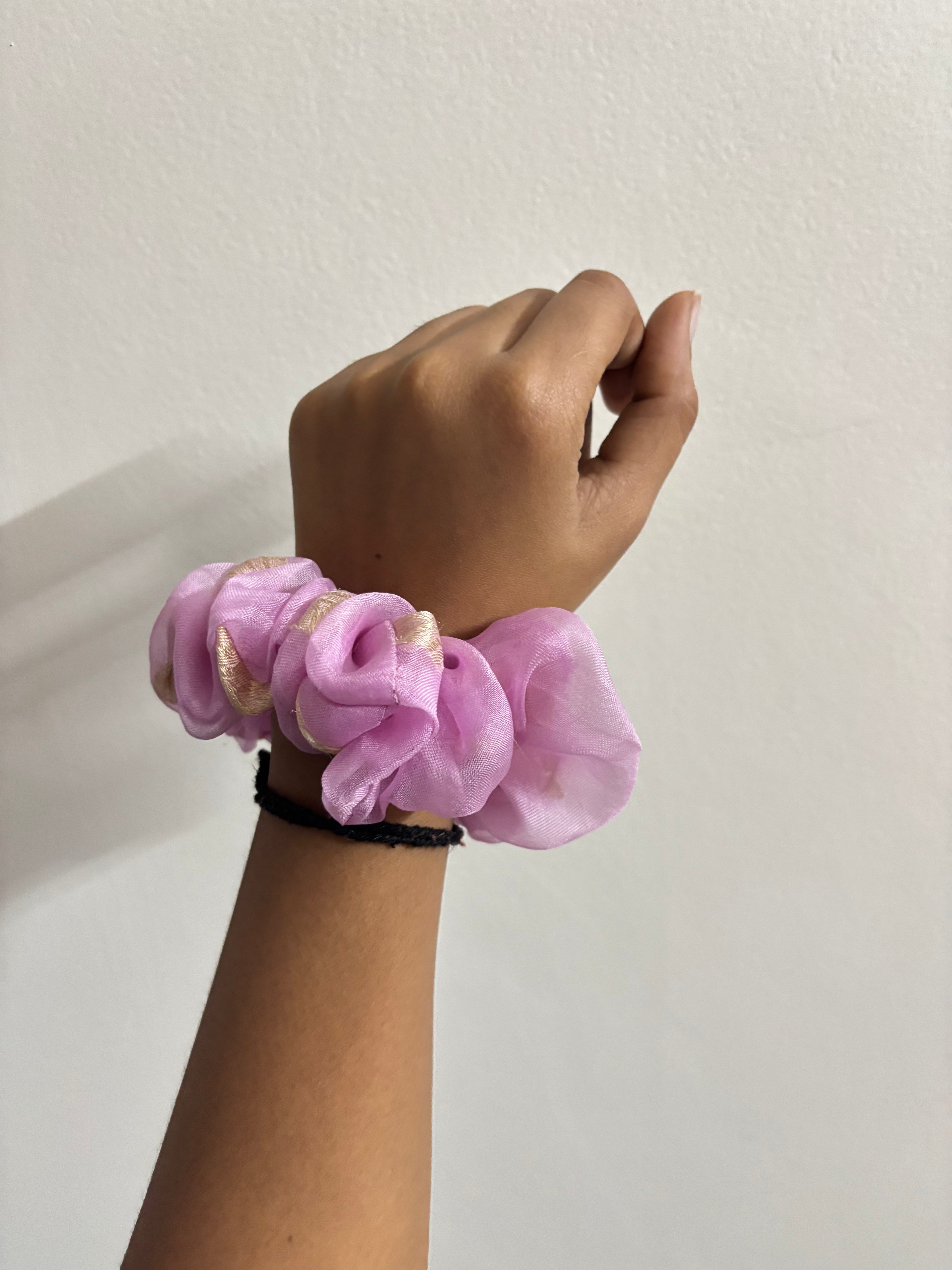 Pink Organza Scrunchie
