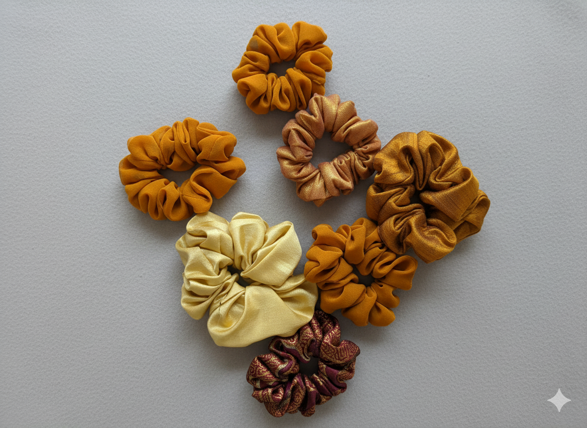 Set of colorful scrunchies 