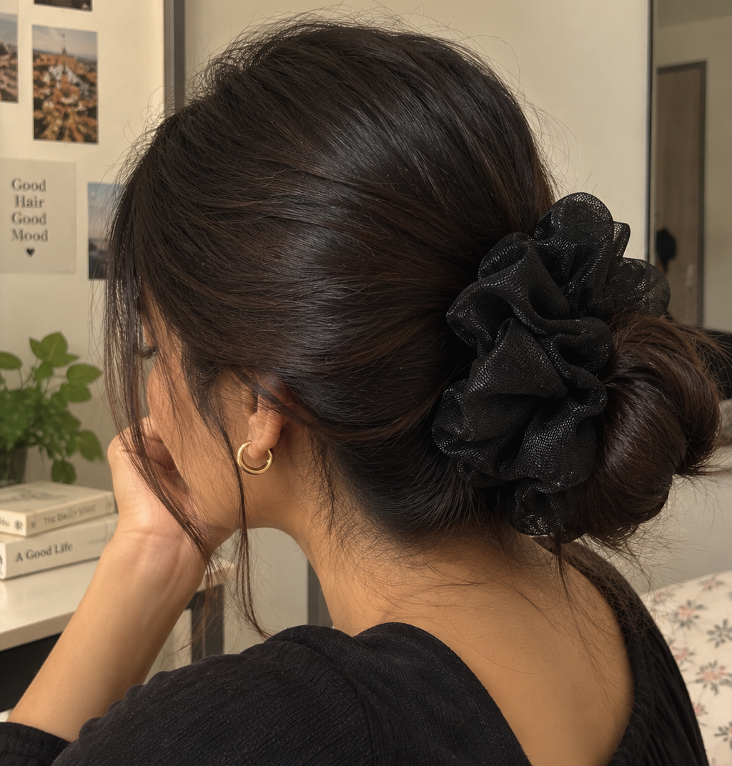 Black Organza Scrunchie for Women & Girls
