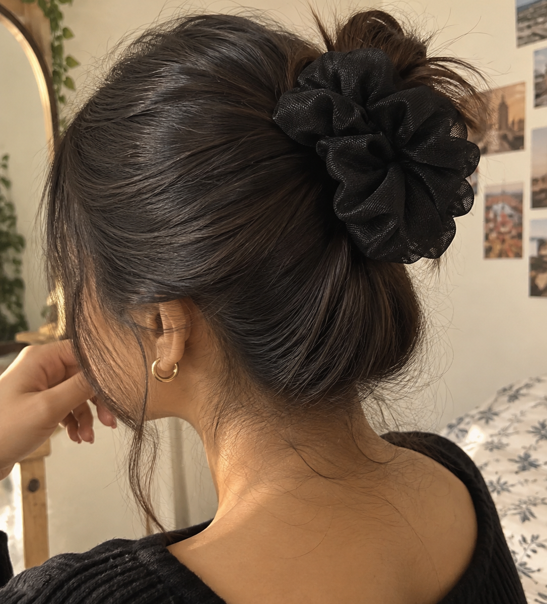 Black Organza Scrunchie for Women & Girls