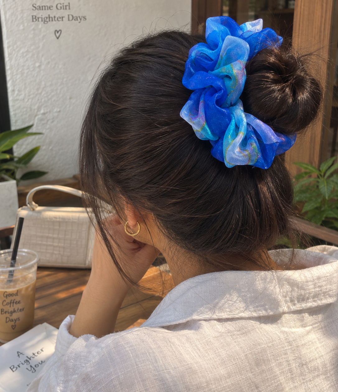 Blue Organza Scrunchie for Women & Girls