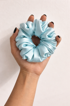 Sky Blue Satin Scrunchie