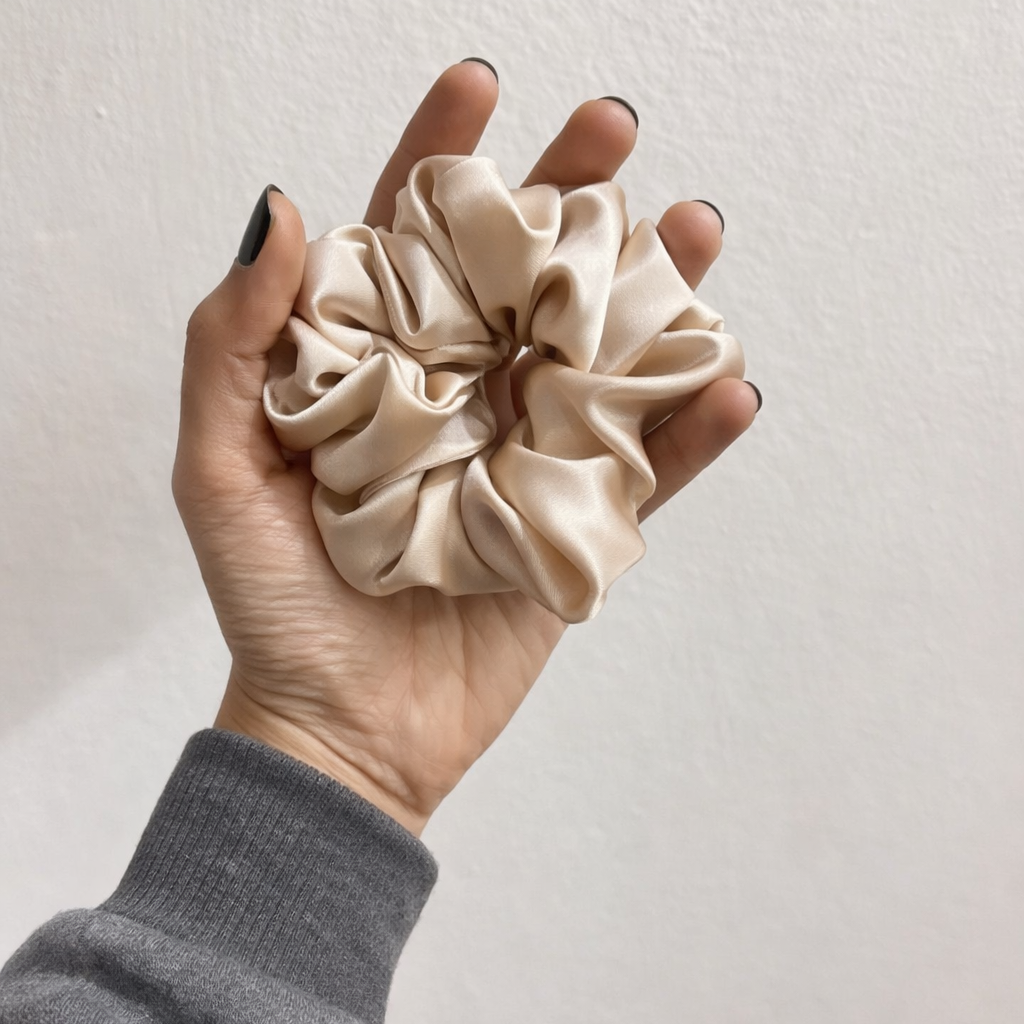 Champagne Satin Scrunchie