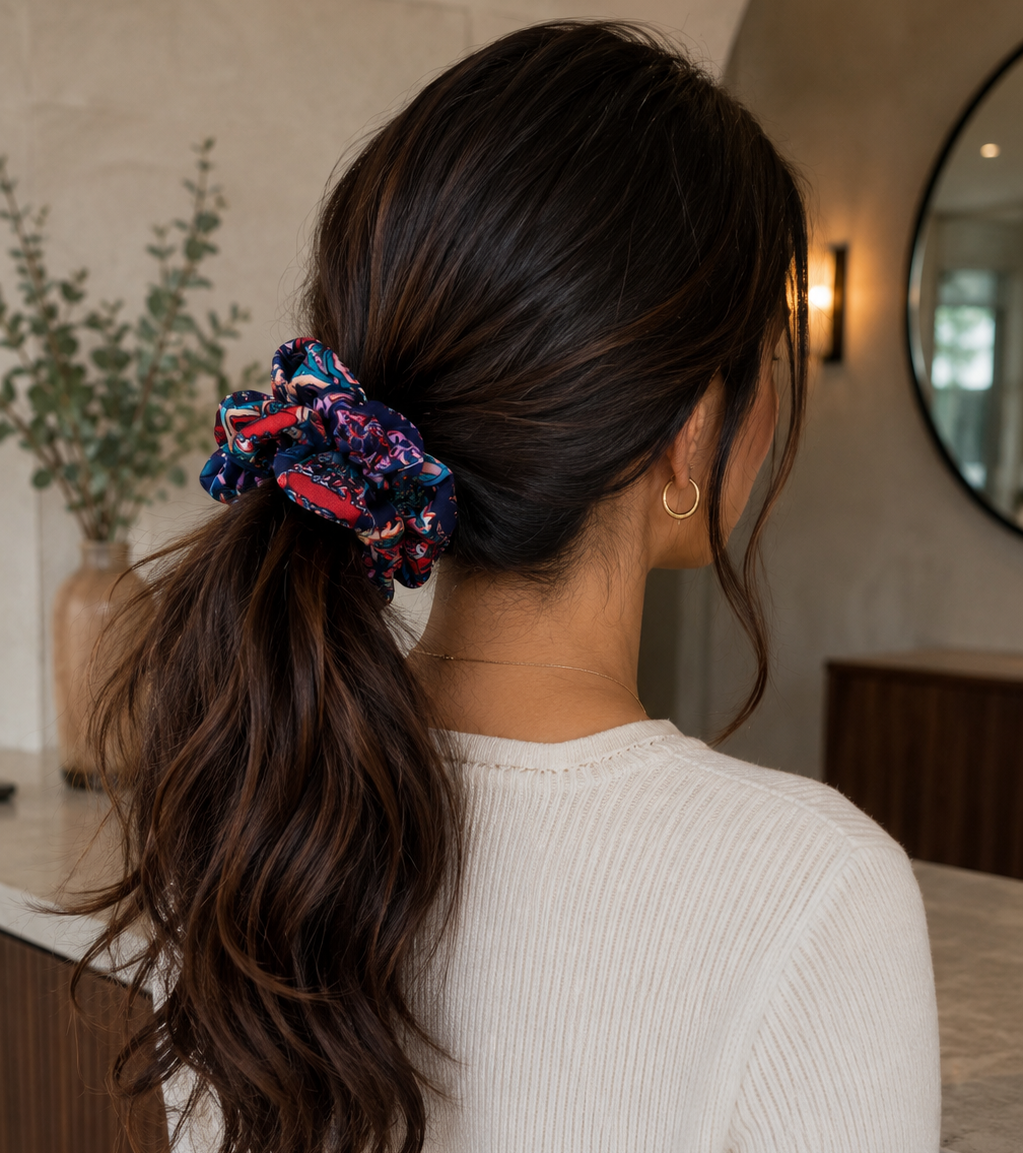Multicolor Printed Scrunchie for Women – Stylish Hair Accessory