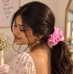 Pink & Burgundy Satin Scrunchie Set of 2 for Women & Girls