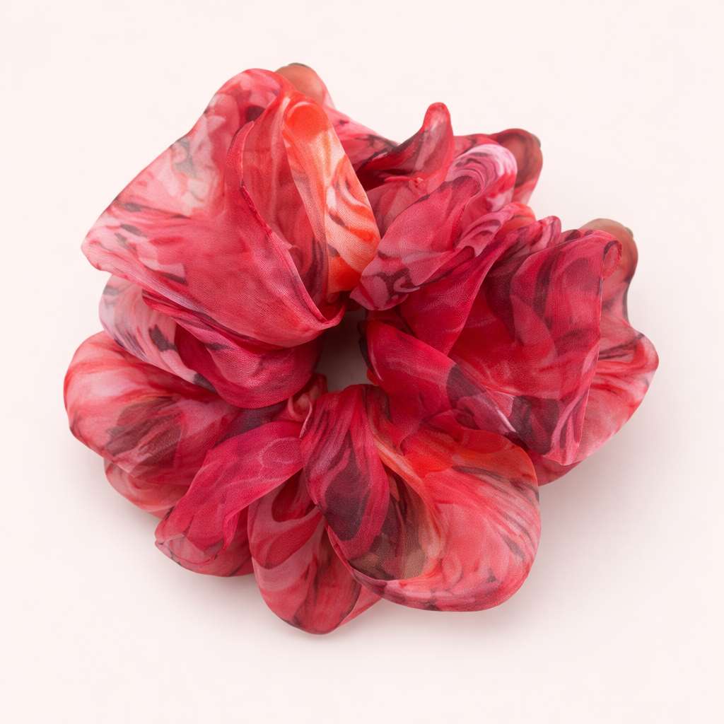 Crimson Bloom Scrunchie