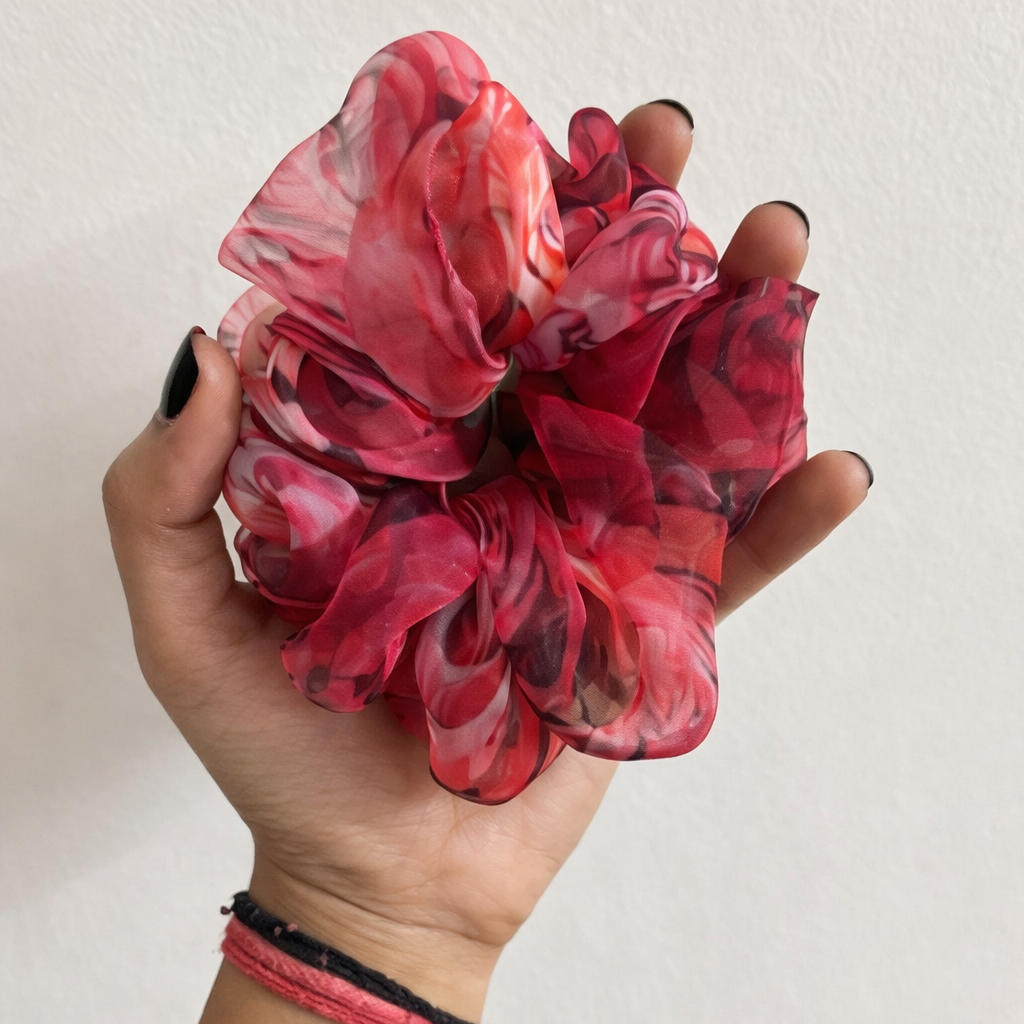 Crimson Bloom Scrunchie