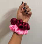 Pink & Burgundy Satin Scrunchie Set of 2 for Women & Girls