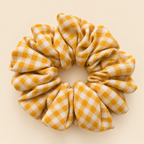 Mustard Yellow & White Scrunchie Set of 3 for Women & Girls