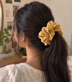 Mustard Yellow Gingham Scrunchie for Women & Girls