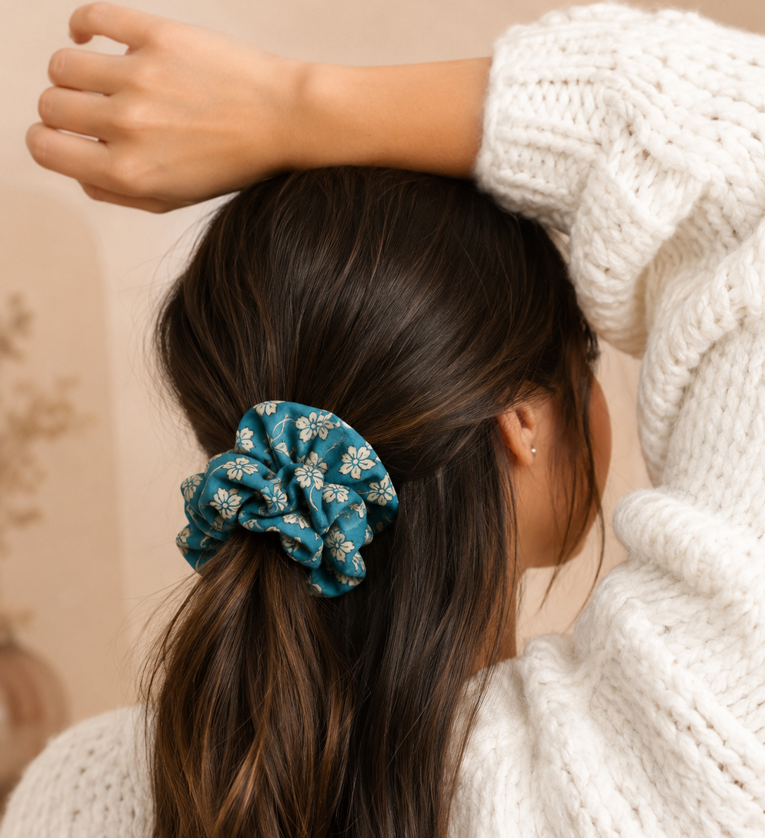 Teal Petal Scrunchie